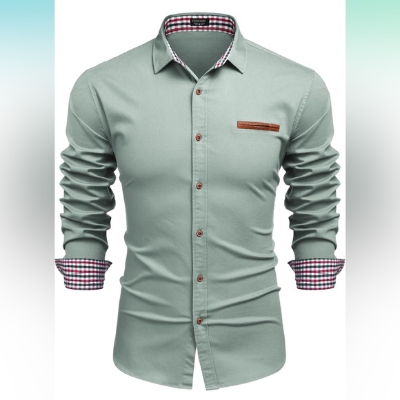 COOFANDY Men's Casual Button Down Long-Sleeve Work Shirt/Dress Shirt | NEW!!!💙 - Picture 4 of 6